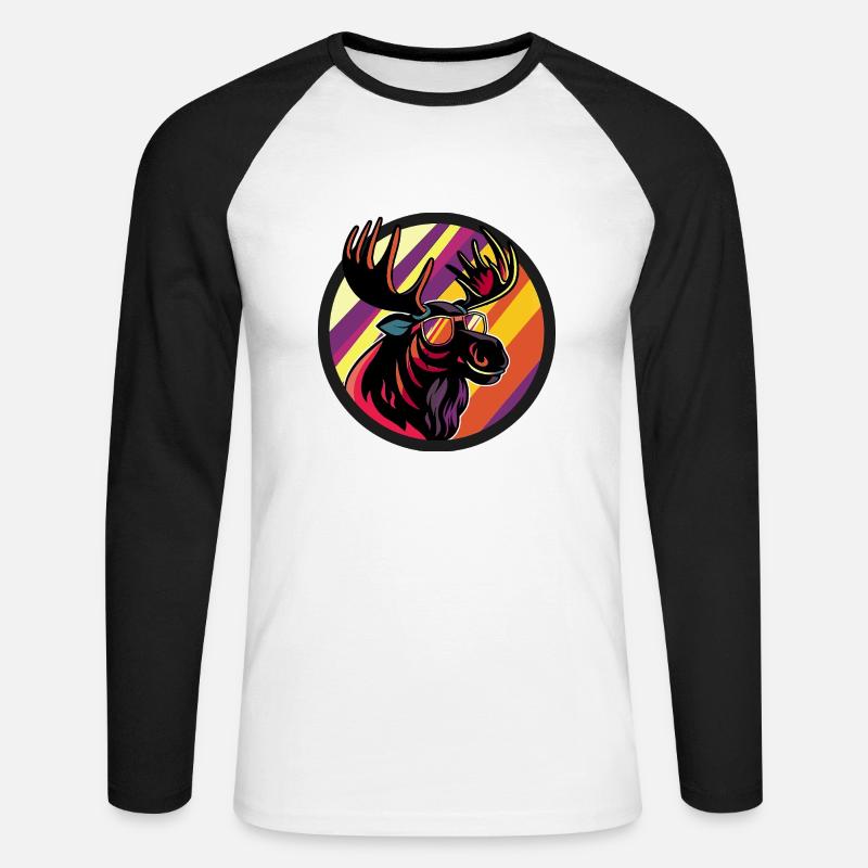 Moose Comic Cool - Unisex Long Sleeve Baseball T-Shirt - white/black