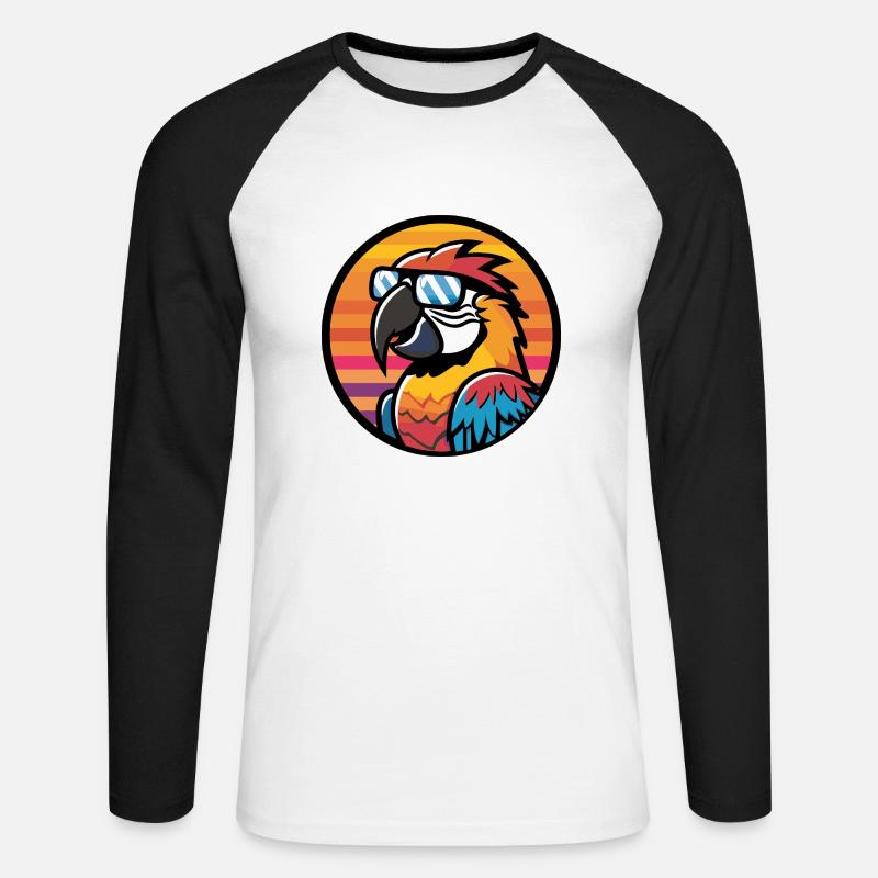Papagei Comic Cool - Unisex Baseballshirt langarm - Weiß/Schwarz