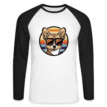 Chihuahua chien bande dessinée cool - T-shirt baseball manches longues Homme - blanc/noir - Devant - Nik (191cm)