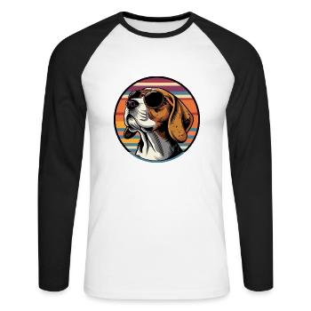 Beagle Chien Cool - T-shirt baseball manches longues Homme - blanc/noir - Devant - Nik (191cm)
