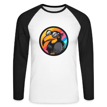 Tukan Vogel Comic Cool - Unisex Baseballshirt langarm - Weiß/Schwarz - Vorne - Nik (191cm)