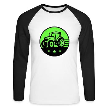 Agriculteur tracteur - T-shirt baseball manches longues Homme - blanc/noir - Devant - Nik (191cm)
