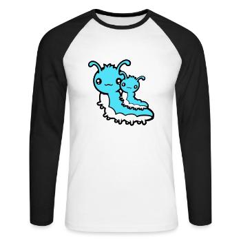 2 Caterpillar Family Mom Dad Child Baby Father Mother - Unisex Long Sleeve Baseball T-Shirt - white/black - Front - Nik (191cm)
