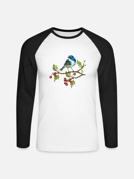 Bunter Vogel - Unisex Baseballshirt langarm - Weiß/Schwarz