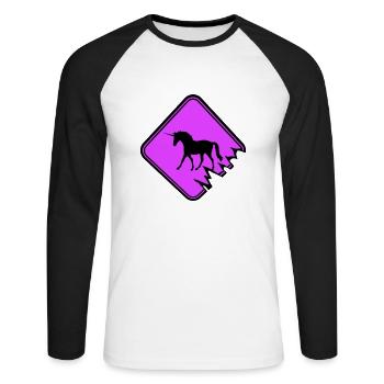 Licorne Signe d’avertissement Danger Prudence Mignon - T-shirt baseball manches longues Homme - blanc/noir - Devant - Nik (191cm)