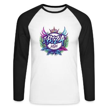 Ibiza 2025 Coloré - T-shirt baseball manches longues Homme - blanc/noir - Devant - Nik (191cm)