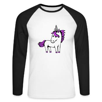 Einhorn Mädchen Hübsch Freundlich Cartoon Pferd - Unisex Baseballshirt langarm - Weiß/Schwarz - Vorne - Nik (191cm)
