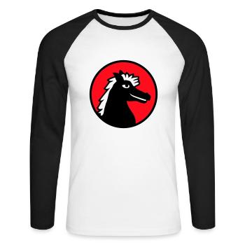 Horse Stallion Cool Pride Guy Riding Rider Hobby - Unisex Long Sleeve Baseball T-Shirt - white/black - Front - Nik (191cm)