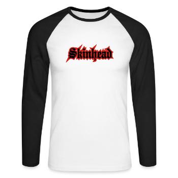 Working Class Skinhead Oi! Antiracist Bootboys My - T-shirt baseball manches longues Homme - blanc/noir - Devant - Nik (191cm)