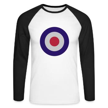 Cible de mod - T-shirt baseball manches longues Homme - blanc/noir - Devant - Nik (191cm)