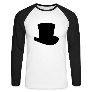 Zylinder - Unisex Baseballshirt langarm - Weiß/Schwarz - Vorne - Nik (191cm)