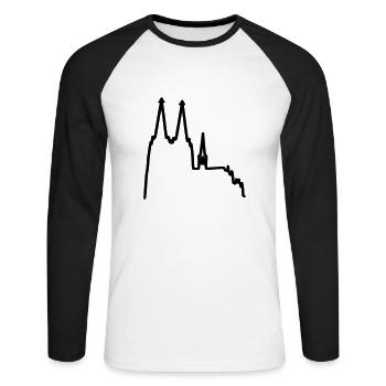 Kolonia Dom - klein - Unisex Baseballshirt langarm - Weiß/Schwarz - Vorne - Nik (191cm)