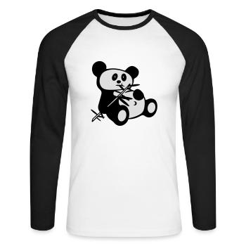 lazy panda - T-shirt baseball manches longues Homme - blanc/noir - Devant - Nik (191cm)