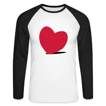 cœur, amour, love - T-shirt baseball manches longues Homme - blanc/noir - Devant - Nik (191cm)