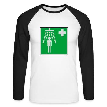 Saubere Krankenhaus Dusche - Unisex Baseballshirt langarm - Weiß/Schwarz - Vorne - Nik (191cm)
