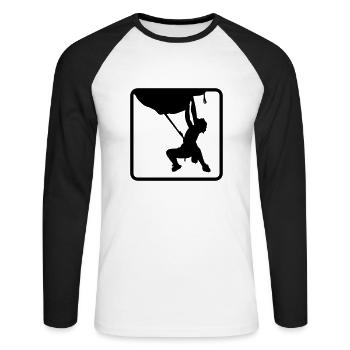 klettern01 - Unisex Baseballshirt langarm - Weiß/Schwarz - Vorne - Nik (191cm)