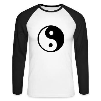 Yin Yang - T-shirt baseball manches longues Homme - blanc/noir - Devant - Nik (191cm)