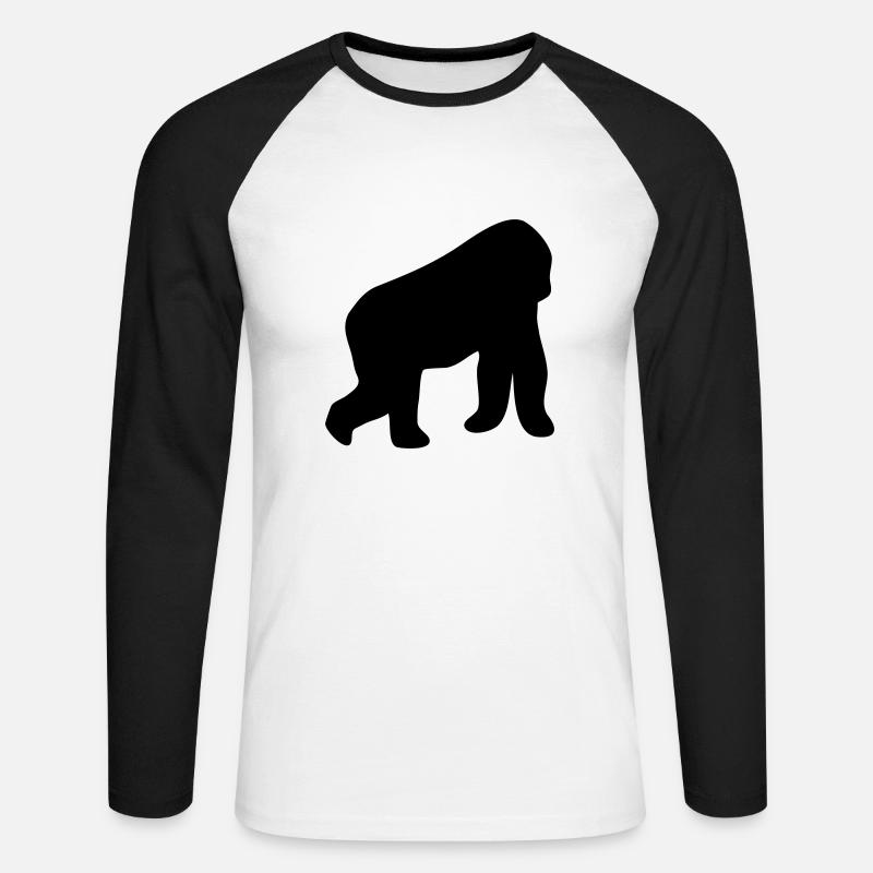 Gorilla - Unisex Baseballshirt langarm - Weiß/Schwarz