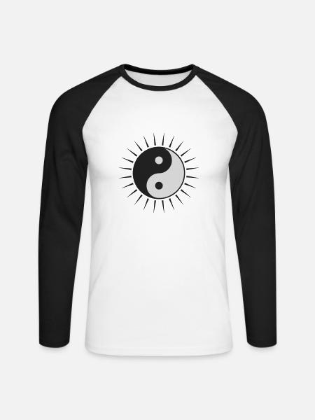 Yin Yang Sonne - Unisex Baseballshirt langarm - Weiß/Schwarz