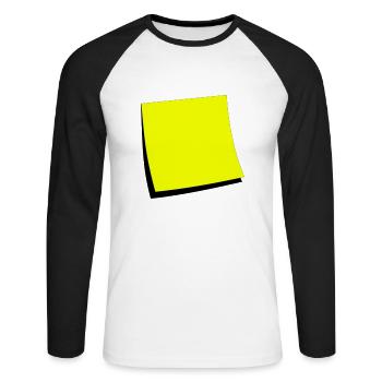 sticky note - add text - T-shirt baseball manches longues Homme - blanc/noir - Devant - Nik (191cm)