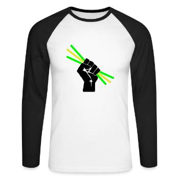 Glowstick - Party - Rave - Unisex Long Sleeve Baseball T-Shirt - white/black - Front - Nik (191cm)