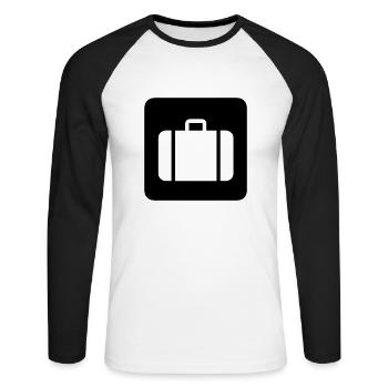 valise,voyage,aéroport,Gare ferroviaire - T-shirt baseball manches longues Homme - blanc/noir - Devant - Nik (191cm)