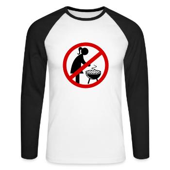 Pas de filles sur le gril - T-shirt baseball manches longues Homme - blanc/noir - Devant - Nik (191cm)