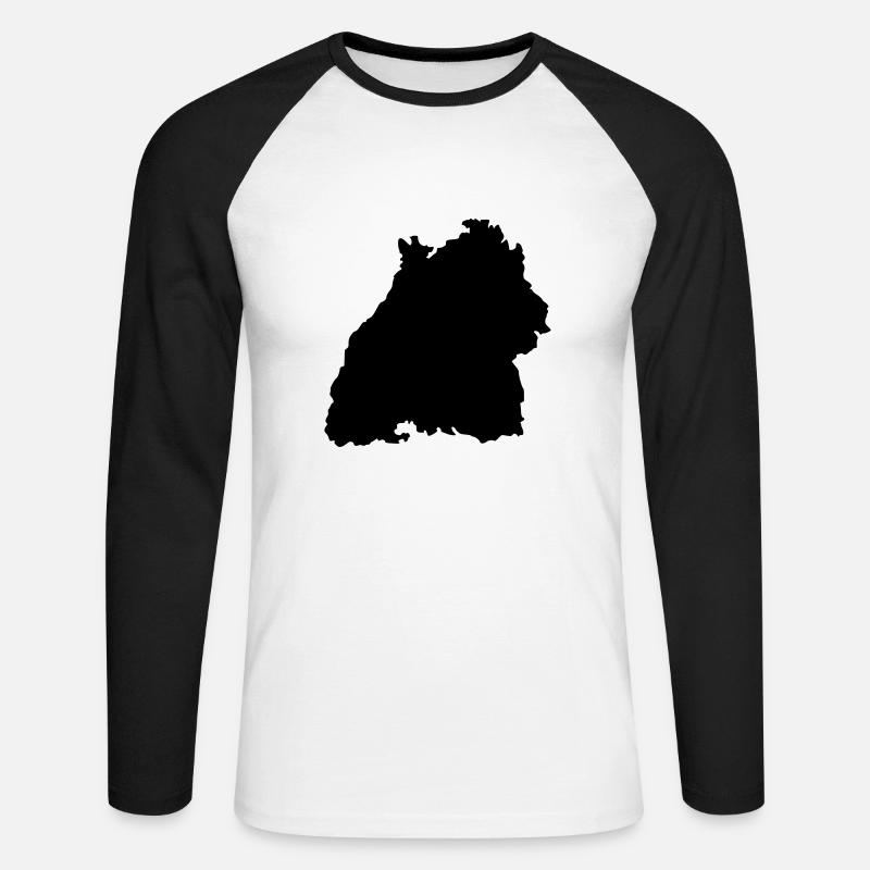 Baden Württemberg - Unisex Baseballshirt langarm - Weiß/Schwarz