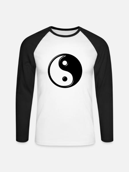 Jing und Jang - Unisex Baseballshirt langarm - Weiß/Schwarz