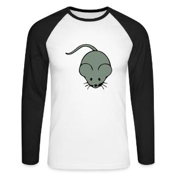 maus - Unisex Baseballshirt langarm - Weiß/Schwarz - Vorne - Nik (191cm)