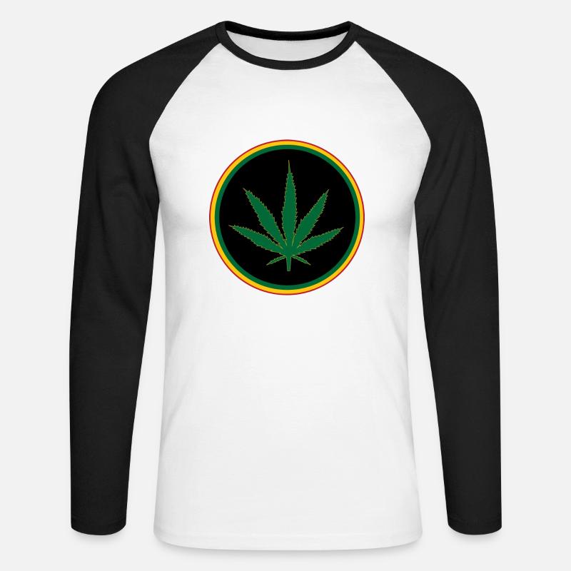 Cannabis - Maglia da baseball a manica lunga da uomo - bianco/nero