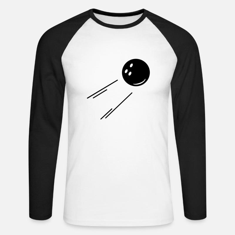 bowling kugel (1c) - Unisex Baseballshirt langarm - Weiß/Schwarz
