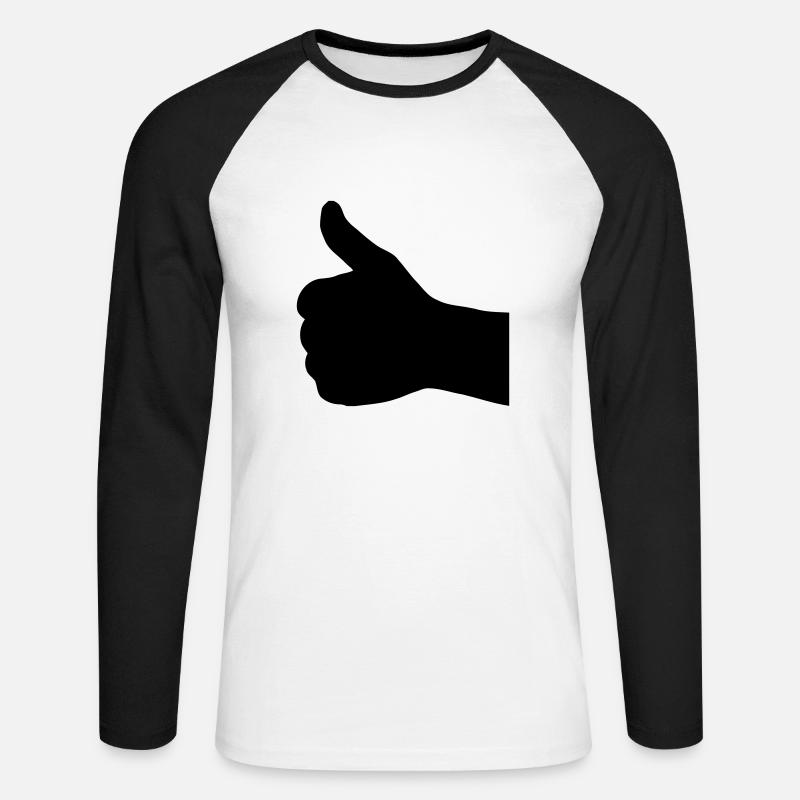 thumb up - Unisex Baseballshirt langarm - Weiß/Schwarz