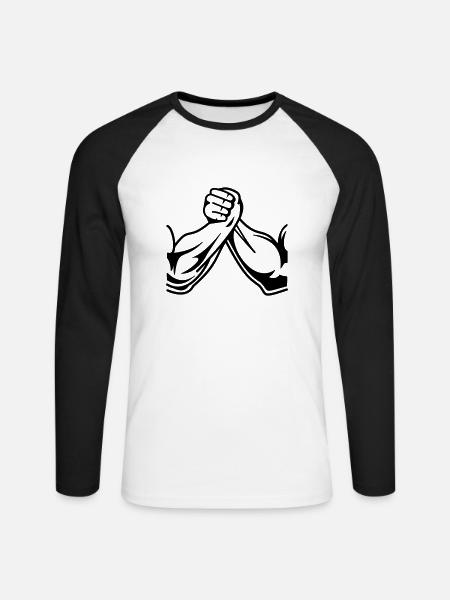 Armwrestling arms 01 - Unisex Long Sleeve Baseball T-Shirt - white/black