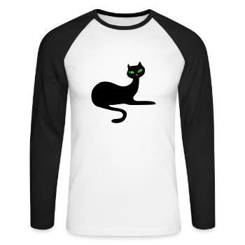 Retro chat noir élégance par Patjila - T-shirt baseball manches longues Homme - blanc/noir - Devant - Nik (191cm)