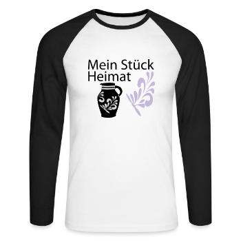 Mein Stück Heimat Bembel - Unisex Baseballshirt langarm - Weiß/Schwarz - Vorne - Nik (191cm)