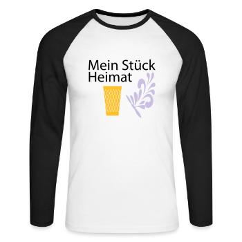 Meine Heimat Geripptes - Apfelwein - Unisex Baseballshirt langarm - Weiß/Schwarz - Vorne - Nik (191cm)