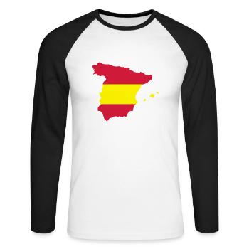 Espagne - T-shirt baseball manches longues Homme - blanc/noir - Devant - Nik (191cm)