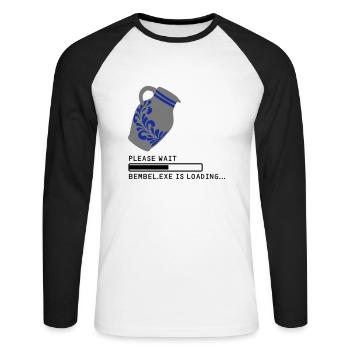 Bembel.EXE Loading... - Unisex Baseballshirt langarm - Weiß/Schwarz - Vorne - Nik (191cm)