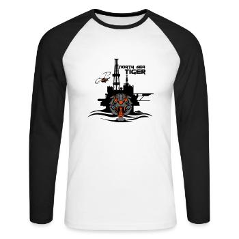 North Sea Tiger Oil Rig Platform Aberdeen - Unisex Long Sleeve Baseball T-Shirt - white/black - Front - Nik (191cm)