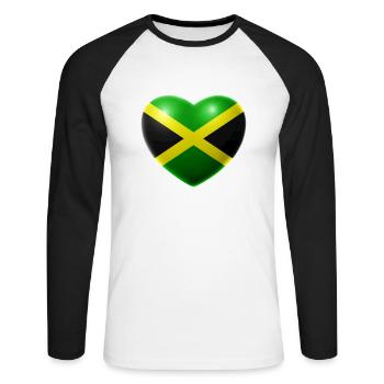 Coeur (Jamaïque / Jamaïque) - T-shirt baseball manches longues Homme - blanc/noir - Devant - Nik (191cm)