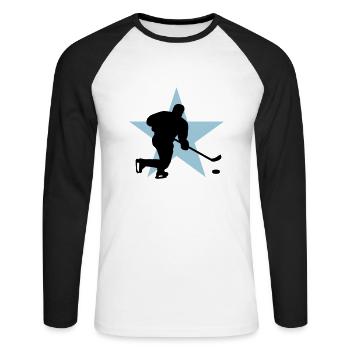 icehockey_star_c_2c - Unisex Long Sleeve Baseball T-Shirt - white/black - Front - Nik (191cm)
