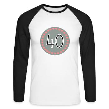 40th birthday - Unisex Long Sleeve Baseball T-Shirt - white/black - Front - Nik (191cm)
