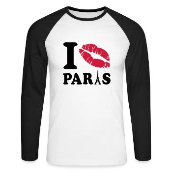 i love paris - T-shirt baseball manches longues Homme - blanc/noir - Devant - Nik (191cm)