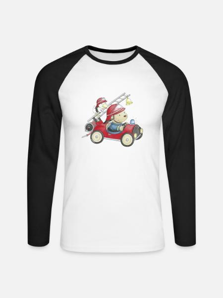 PP_Feuerwehr_01 - Unisex Baseballshirt langarm - Weiß/Schwarz