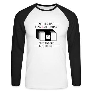 cas(h)ual friday Tassen & Zubehör - Unisex Baseballshirt langarm - Weiß/Schwarz - Vorne - Nik (191cm)
