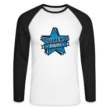 super papi - T-shirt baseball manches longues Homme - blanc/noir - Devant - Nik (191cm)