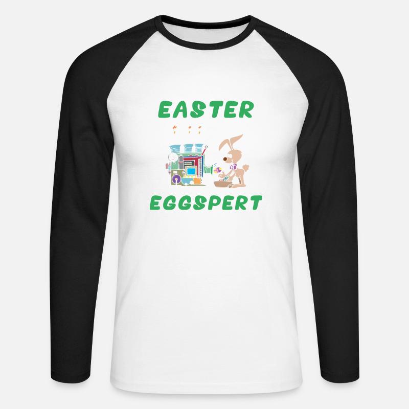 Ostern Eggspert - Unisex Baseballshirt langarm - Weiß/Schwarz