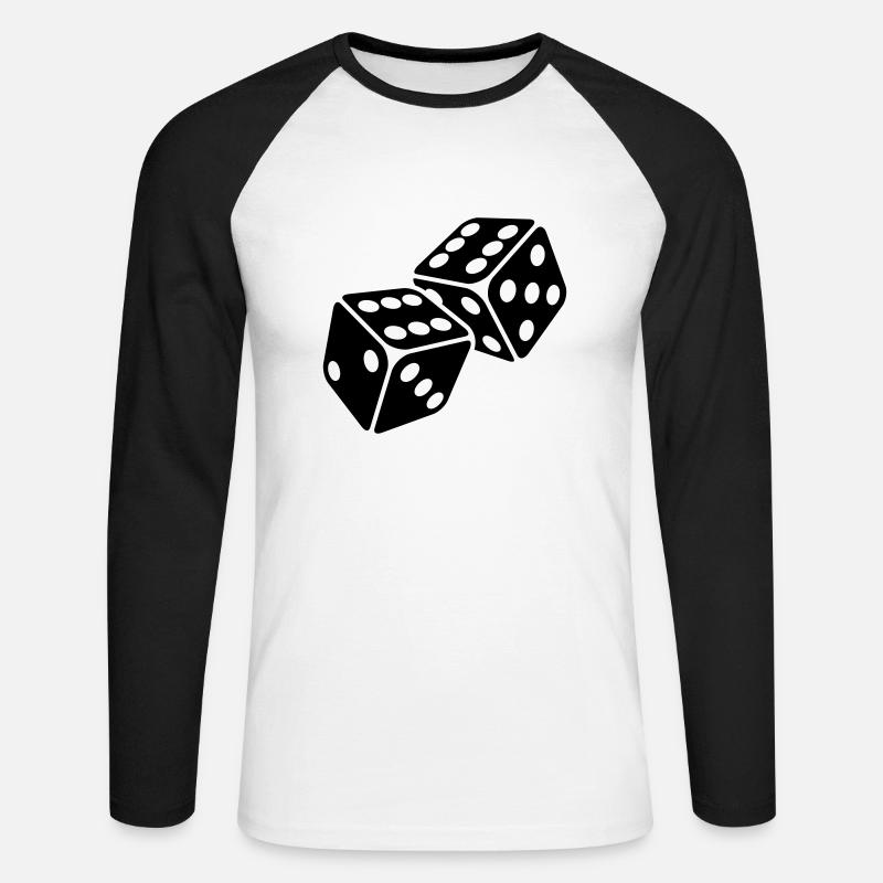 Würfel 6er Pasch - Sechserpasch - Unisex Baseballshirt langarm - Weiß/Schwarz