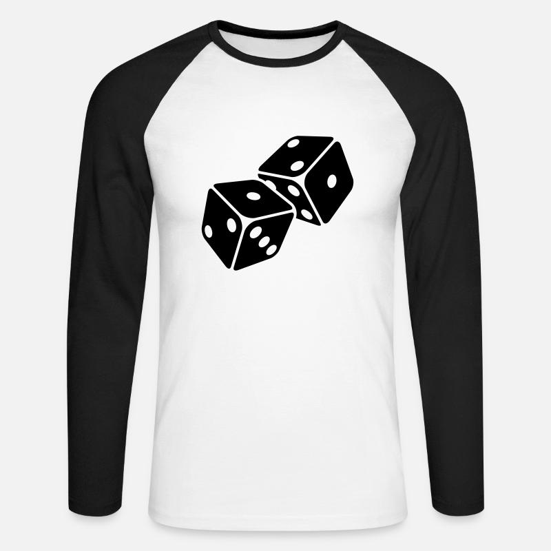 Würfel Mäxchen 21 - Unisex Baseballshirt langarm - Weiß/Schwarz